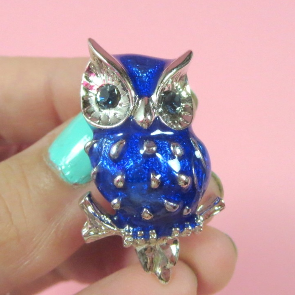 Vintage Blue Owl Brooch